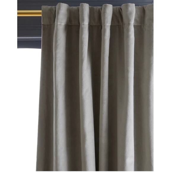Quince Luxury Cotton Velvet Darkening Curtain 48X108 Slate New #38 - Picture 2 of 3
